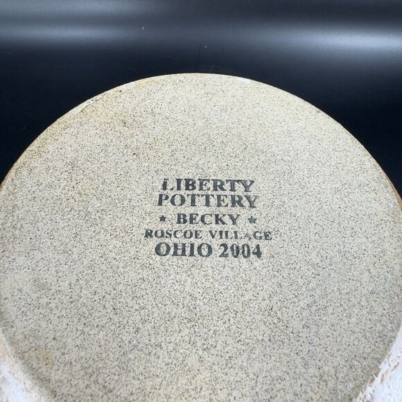 2004 Liberty Pottery Becky Large Stoneware Brown Speckled Bowl Dish Ohio Crafted - Picture 5 of 15